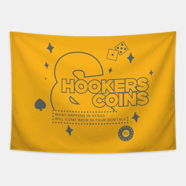 Hookers and Coins 2 - grey Tapestry by this.space