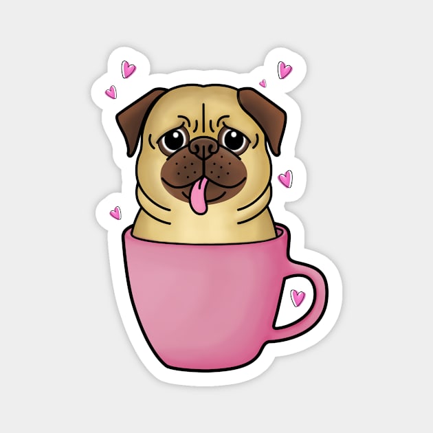 Pug in A Pink Mug Magnet by That's My Doggy