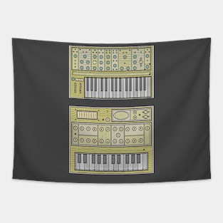 Yellow Retro Synthesizer Tapestry