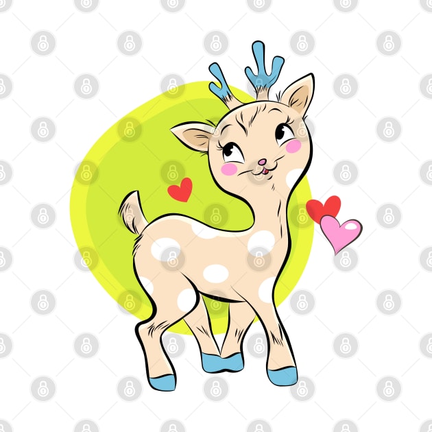 Cute Deer Hand Drawn by Mako Design 