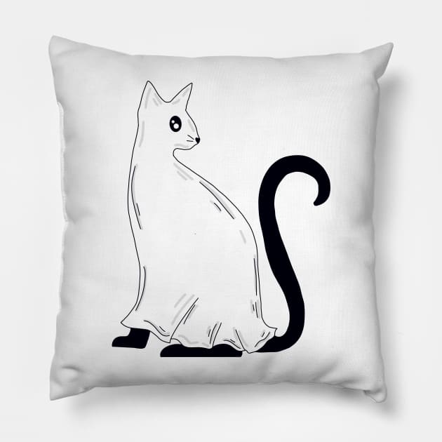 Mystery Ghost Cat Pillow by missmann