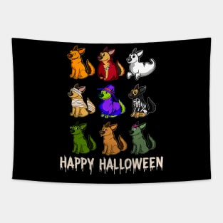 Happy German Shepherd Dog Witch Mummy Halloween Horror Tapestry