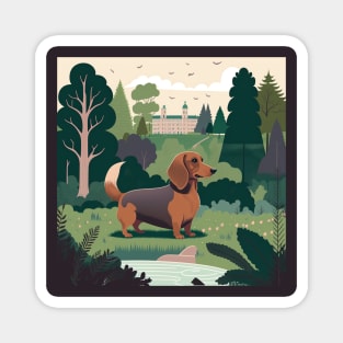 Dachshund in a Park Magnet