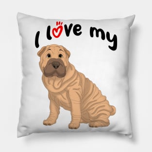 I Love My Fawn Shar-Pei Dog Pillow