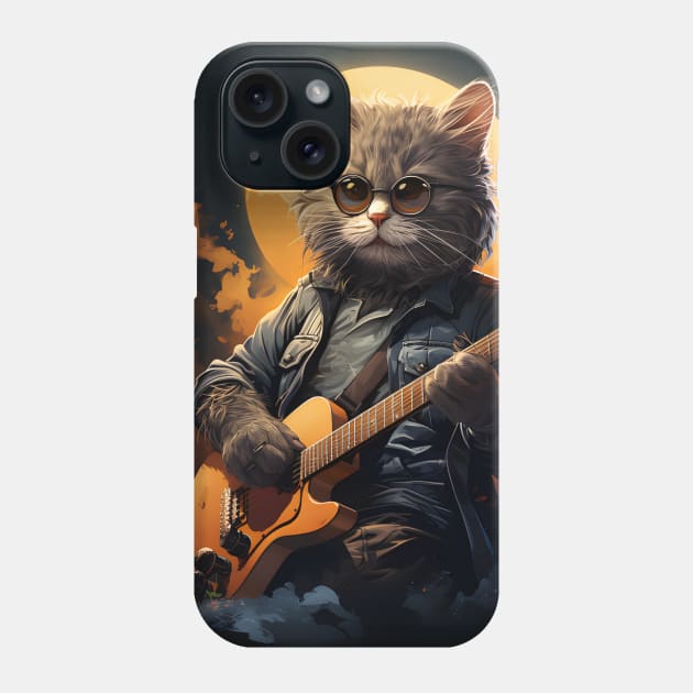 Cat Guitar - Animals Playing Musical Instruments Phone Case by VisionDesigner