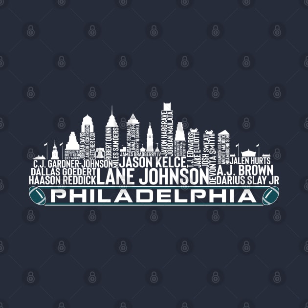 Philadelphia Football Team 23 Player Roster, Philadelphia City Skyline by Legend Skyline