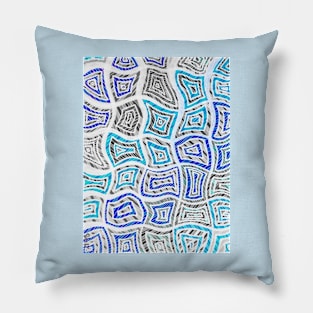 Spliced Squares (Blue) Pillow