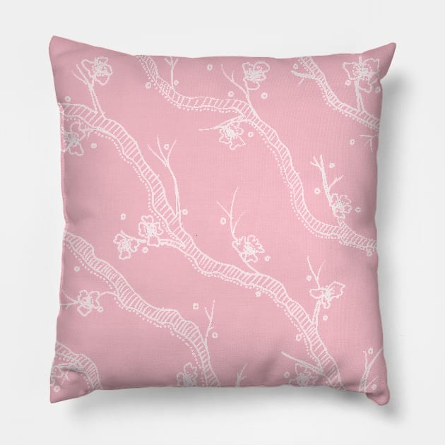 Cherry Blossom Branches (Chalkboard Style) -- Pillow by Inspirational Koi Fish