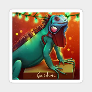 Cute Iguana Drawing Magnet