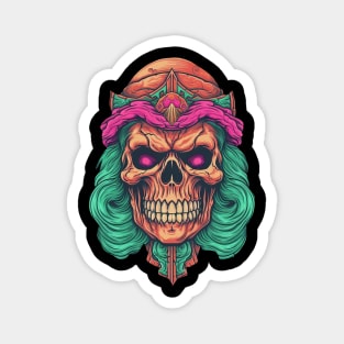 80s Retro Glam Rock Star Skull Magnet