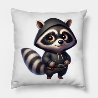 Cute Trash Burglar Racoon Pillow