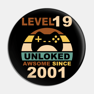 Level 19 Unlocked T-Shirt 19th Video Gamer Birthday Gift Pin