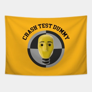 Crash Test Dummy Yellow Head with Safety Mark Background Tapestry