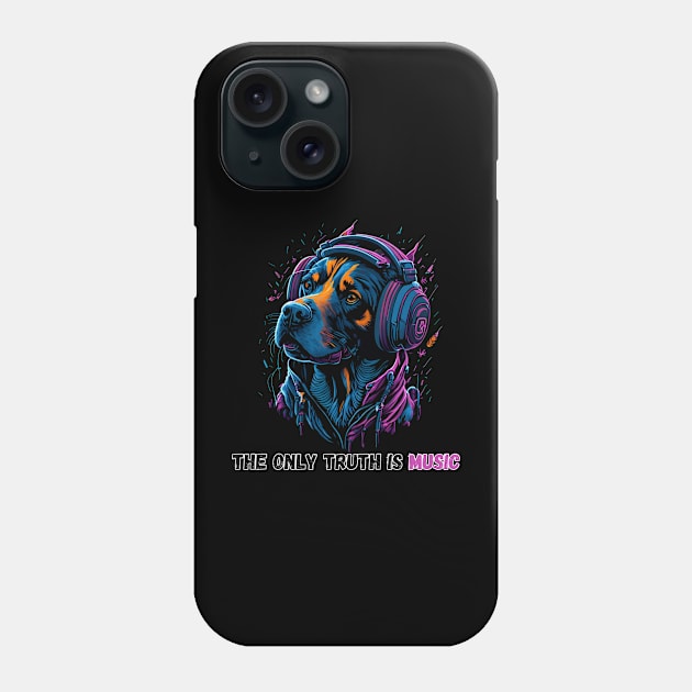 The only truth is music. Cute rotweiller dog wearing headphones Phone Case by Stoiceveryday