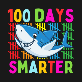 Cute Shark 100h Days Of School 100 Days Smarter Kids Boys T-Shirt