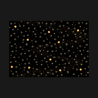 Eclipse Moon Stars Pattern T-Shirt