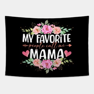 My Favorite People Call Me Mama Floral Mother'S Day Tapestry