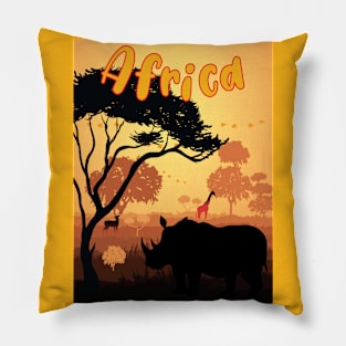 Rhino Giraffe in Africa Safari Pillow