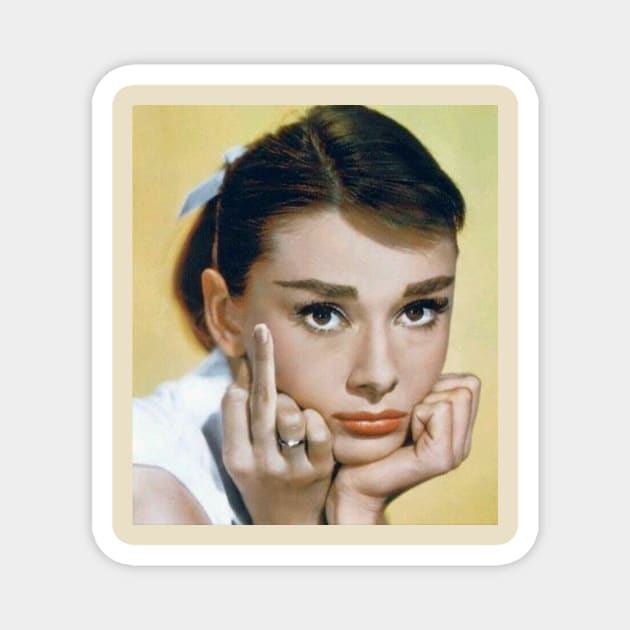 Audrey Hepburn Middle Finger Magnet by tawmek