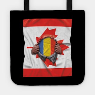 Romania Flag Canadian Flag Ripped - Gift for Romanian From Romania Tote