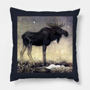 Leap the Elk and Little Princess Cottongrass - John Bauer Pillow