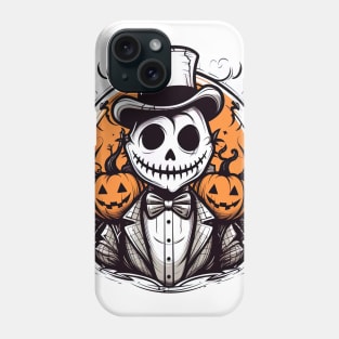 scary men in suit and pumpkins on shoulder Phone Case