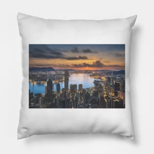 Victoria Peak Sunset Painting Pillow