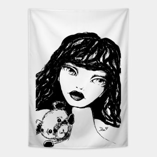 Beary Sweet - Black & White Version Tapestry