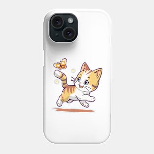 Kitten plays with a butterfly. Phone Case