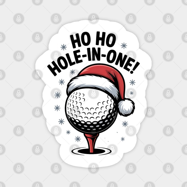 Christmas Golf Ball with Santa Hat Funny Holiday Design Magnet by UrbanLifeApparel