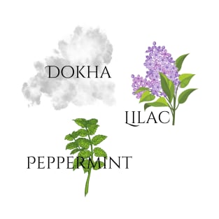 "Dokha, Lilac, Peppermint"--Fire & Brimstone Scrolls T-Shirt