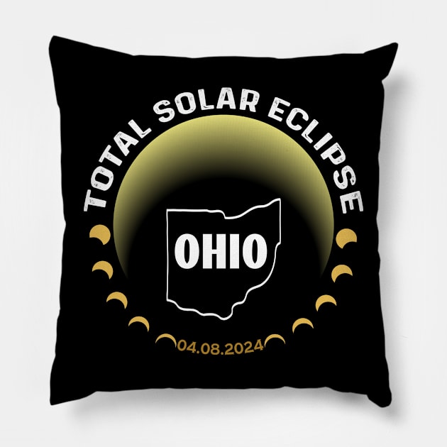 Ohio Solar Eclipse 2024 Party USA Totality 04 08 24 Total Pillow by Peter smith