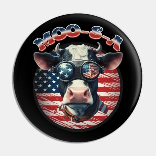Patriotic USA Cow- Celebrate Animals and America Pin