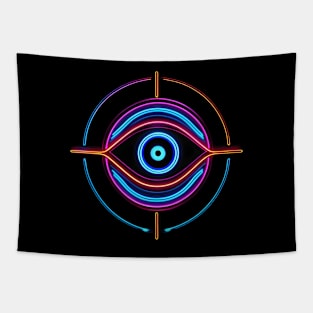 Glowing Neon Evil Eye Sign Tapestry