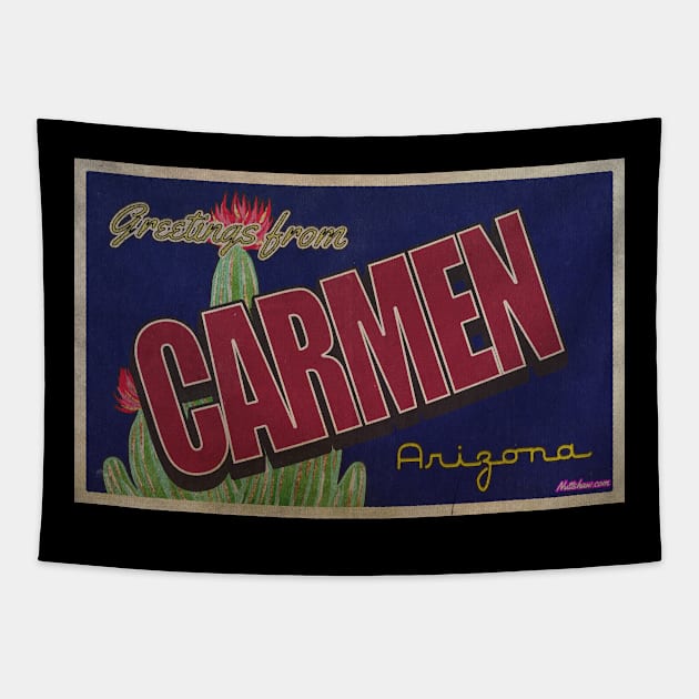 Greetings from Carmen, Arizona Tapestry by Nuttshaw Studios