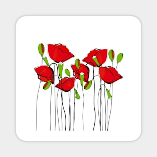 Whimsical Red Poppies Magnet