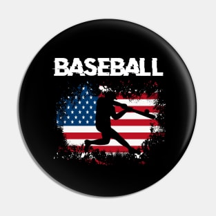 American Flag Baseball Team Gift for Men Boys Girls Women Pin