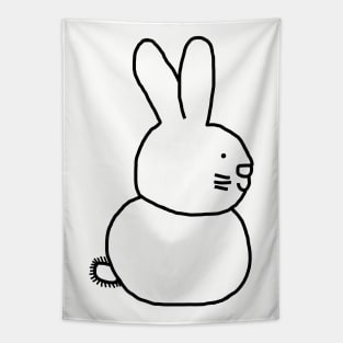 Minimal Bunny Rabbit Line Drawing Tapestry