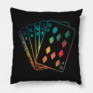 Rainbow royal flush cards Pillow