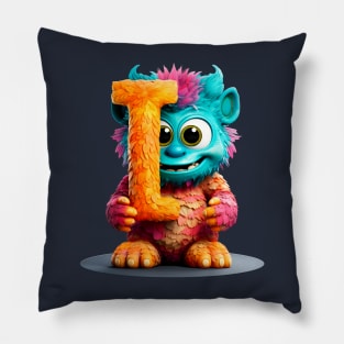 Cute Monster for Kids Alphabet Letter I Funny Back to School Pillow