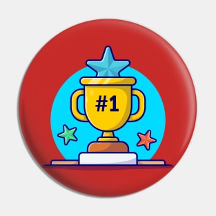 Gold Trophy Cartoon Vector Icon Illustration Pin