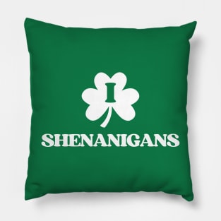 I Love Shenanigans Irish St Patricks Day Shamrock Pillow