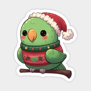 Green Christmas Parrot Magnet