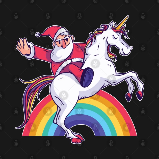 Santa Riding Unicorn by soondoock