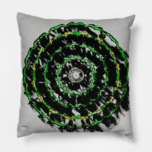 Circles intertwined with feathers Pillow