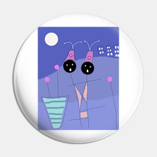 Kids at Night Stick Figure Pin