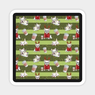 Christmas Westies green pattern Magnet