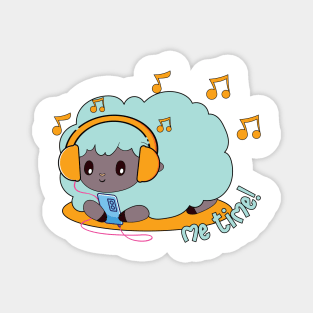 cute green sheep listening to music Magnet