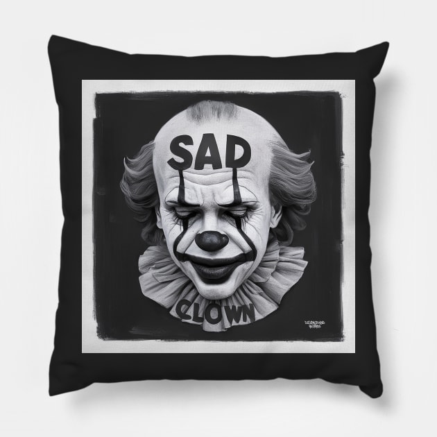 Very sad clown Pillow by Dizgraceland