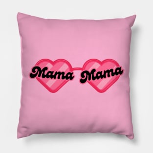 Mama Valentine Heart Sunglasses Pink Pillow